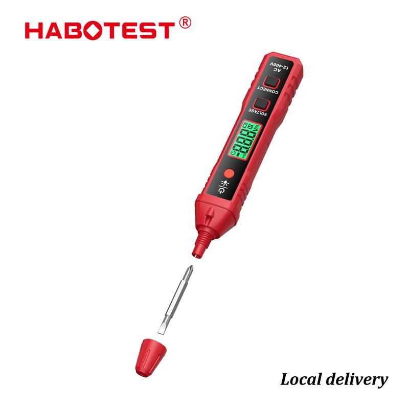 Máy Dò Điện Áp, HABOTEST HT91A, AC, NCV, 12 ~ 400V, Loại Bút, Máy Kiểm Tra Điện Áp, Cho Dây Trung Tính Và Trực Tiếp, Có Đèn Pin, Màn Hình LCD, Công Cụ Tìm Điểm Ngắt, Chức Năng Lưu Ngày