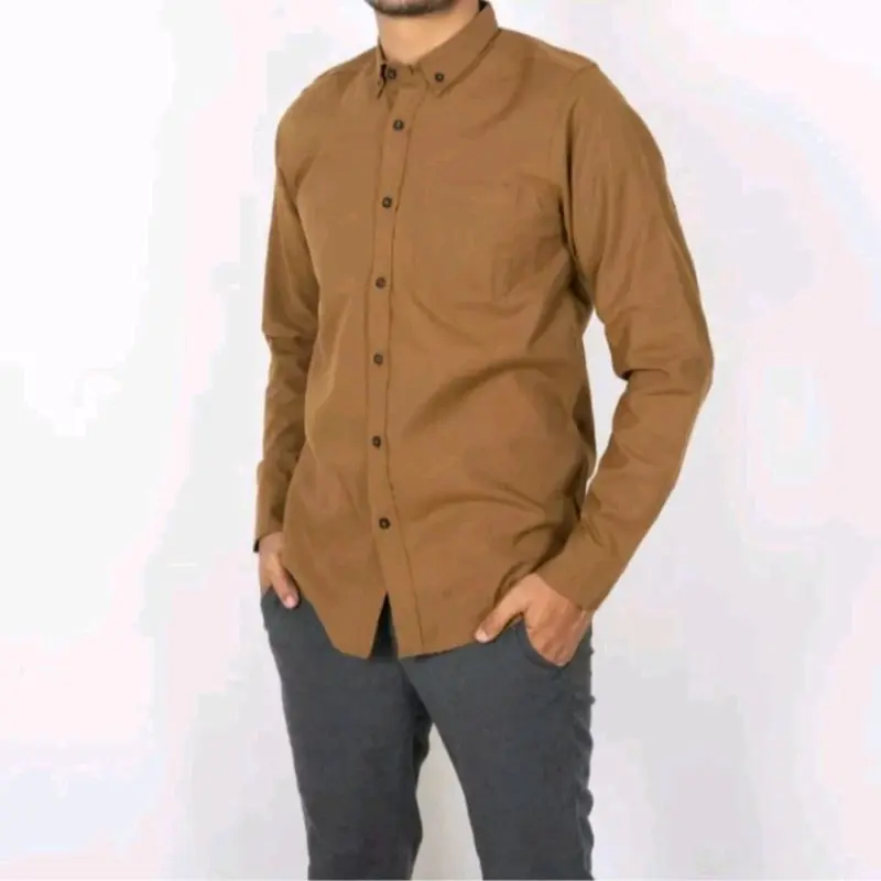 kemeja pria dewasa warna cokelat milo lengan panjang dan pendek 4