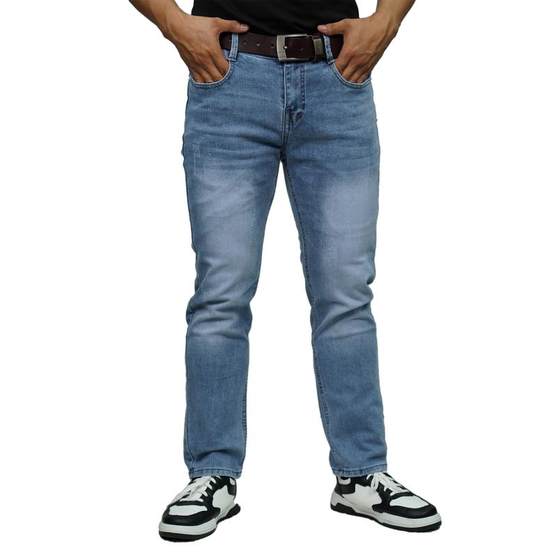 R-03 Quần Jean Nam Dài Fom Slim CC Co Giãn Trắng Xanh Cào Xước