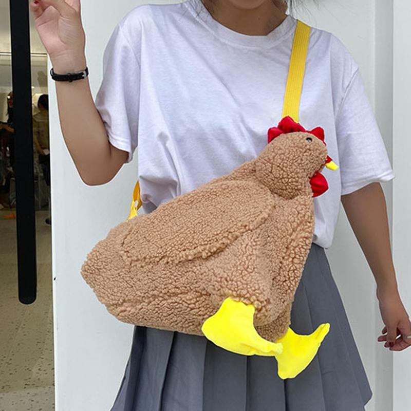 Product Introduction of กระเป๋าสะพายไหล่ตุ๊กตาไก่ สำหรับผู้หญิง สไตล์ Kawaii กระเป๋าตุ๊กตาเจี๊ยบใหญ่ วัสดุนุ่ม เหมาะสำหรับแฟน 20