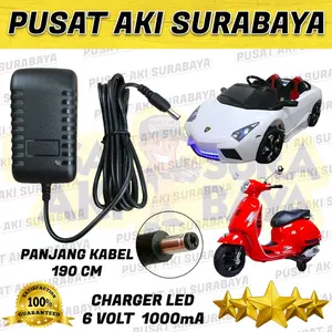 CHARGER AKI 6 VOLT UNTUK BATERAI MOBIL MOBILAN ANAK MOTOR VESPA ANAK MICKEY SCOOPY N MAX N-MAX NMAX 4 AMPER 7 AMPER ADAPTOR 6VOLT CHARGER