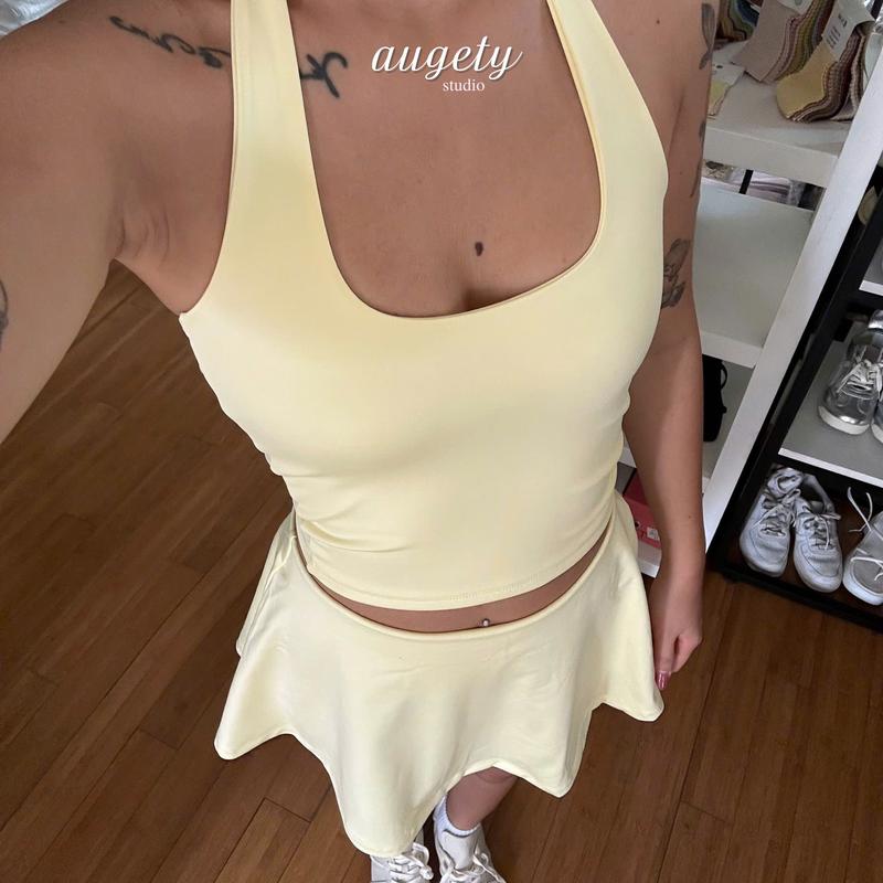 Áo Croptop Cổ Yếm Choàng Cổ Ôm Hở Lưng, Belle Halter Top AUGETY Nữ Women 5