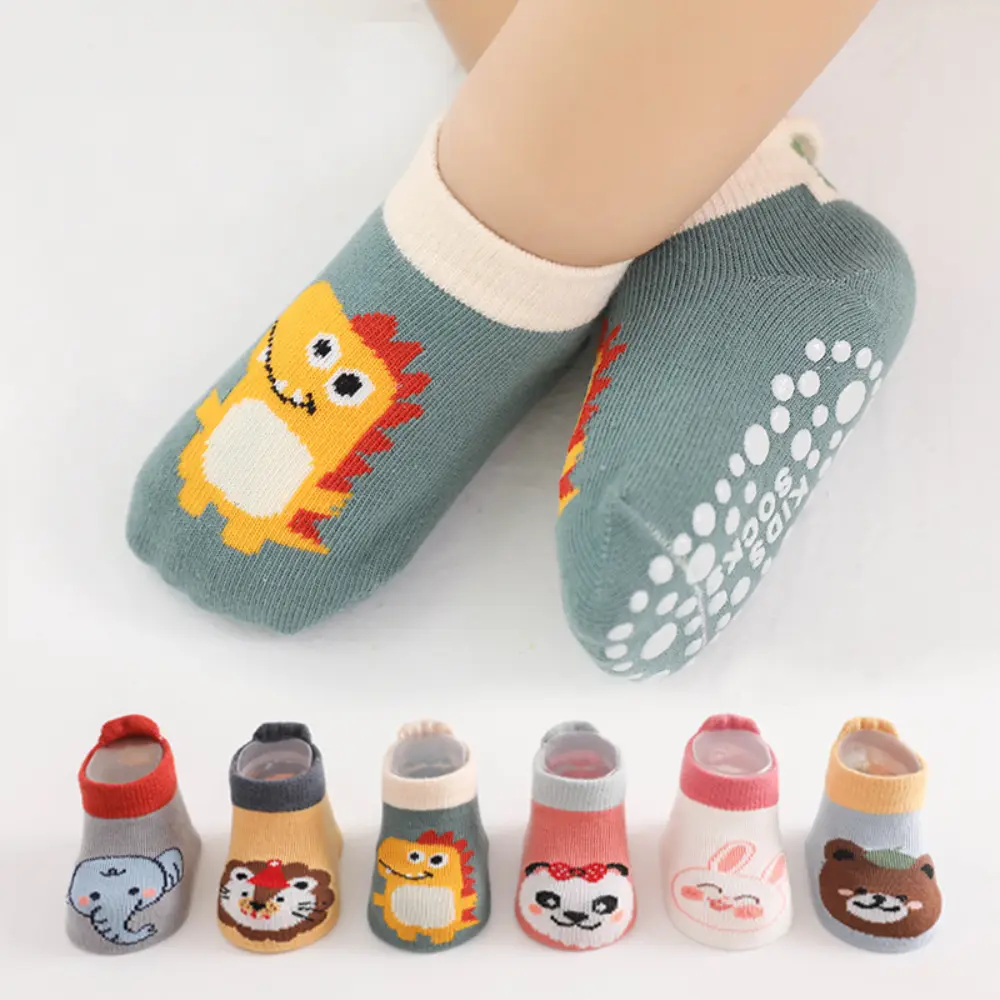 faninfan 3 Pairs/Set Cute Cartoon Animal Pattern Kids Cotton Socks Breathable Non-slip Floor Socks Durable Comfy Kids Step Socks