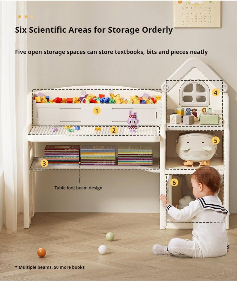 Product Introduction of 【GraceLife】4 in 1 Kids Study Table With Chair/Storage Cabinet/Free Gift（Blocks/Brushes/Eraser） 39