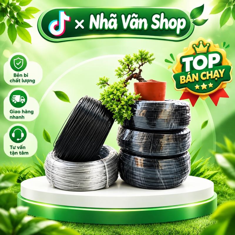 500gr Nhiều Lựa Chọn Dây Nhôm NHÃ VÂN Sơn Đen, dây uốn cây cảnh bonsai, dây làm giàn mềm dẻo từ 0.5mm đến 8mm dành riêng cho nghệ nhân, dây kẽm uốn cây