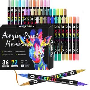 Juego de rotuladores de pintura acrílica, 1 caja de rotulador de pintura acrílica permanente de doble cabeza, suministros de pintura artística para pintura de roca, lienzo, madera, vidrio, cerámica, tela, plástico, huevos, álbum de recortes