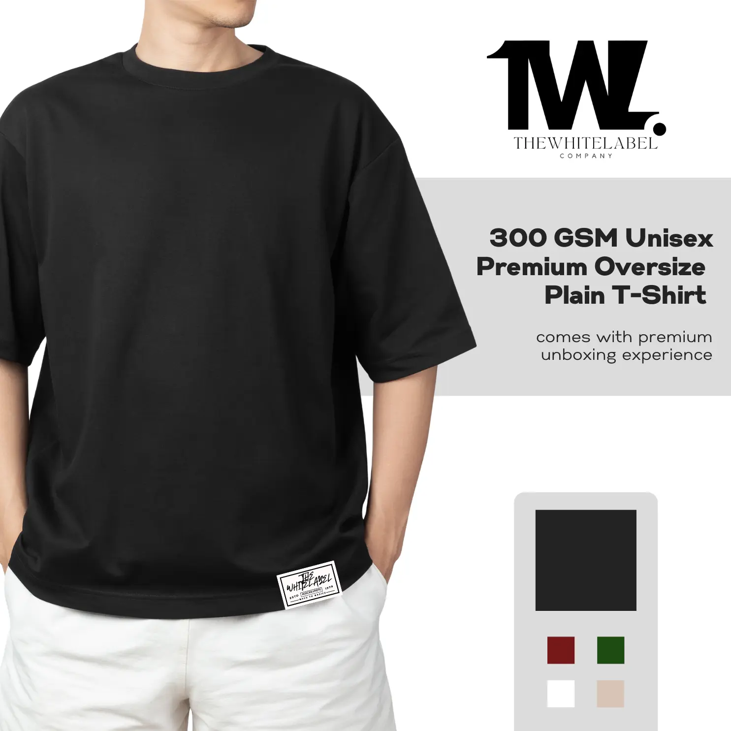 BW01 - TheWhiteLabel 300GSM Premium Plain Tees Casual Wear