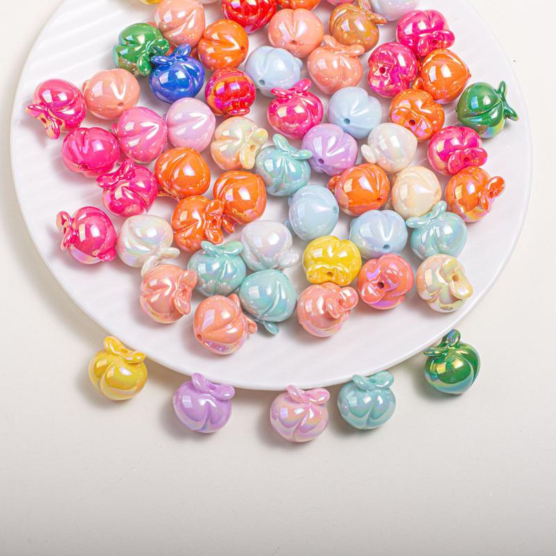 Product Introduction of Peach new solid color UV plated straight hole acrylic loose beads DIY mobile phone chain chain beaded pen bracelet accessories 7
