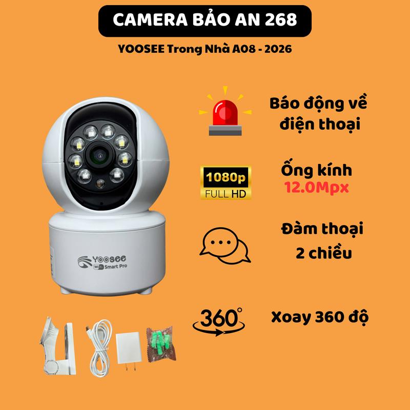  Camera Yoosee wifi A08 xoay 360 Độ,Xem Đêm Có Màu Hỗ Trợ Đàm Thoại 2 Chiều  Xem Đêm Rõ Ràng  TN 1 mắt  