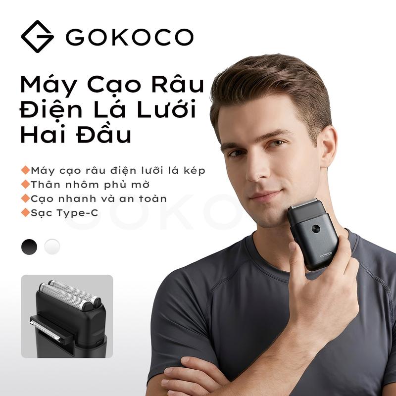 Máy Cạo Râu Điện Nam GOKOCO PN013 2 Đầu Cạo, 7000 Vòng/Phút, Sạc Nhanh Type-C, Pin 90 Phút, Nhỏ Gọn Tiện Lợi