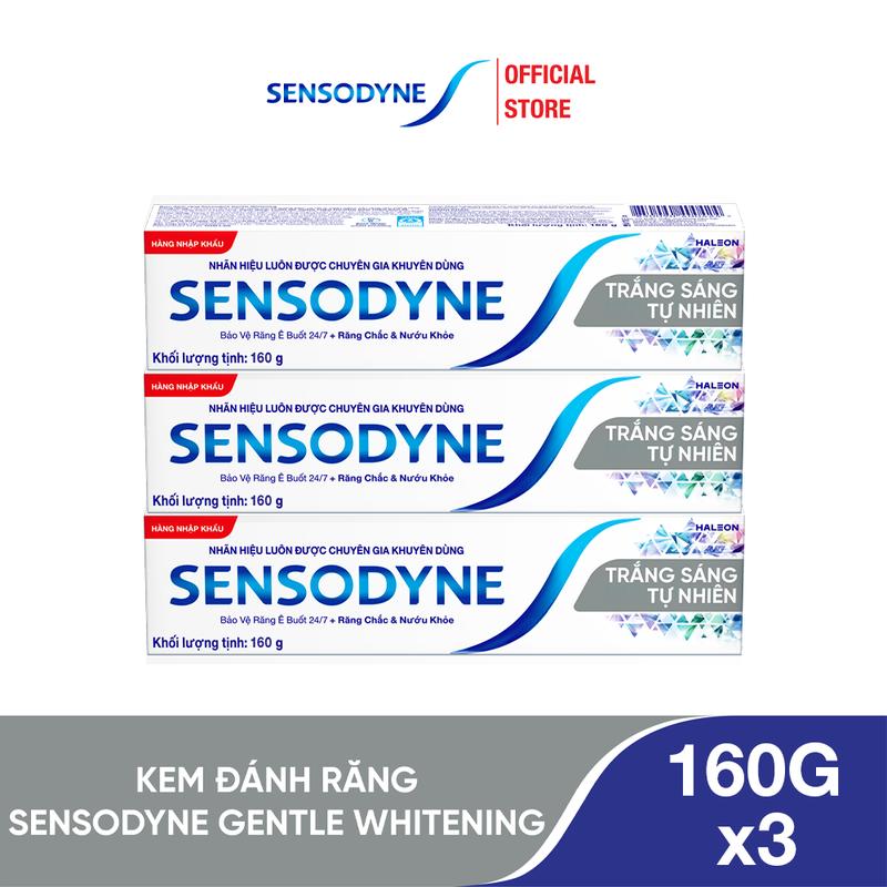 Bộ 3 kem đánh răng SENSODYNE Gentle Whitening 160g giúp giảm ê buốt hiệu quả và làm trắng răng tự nhiên