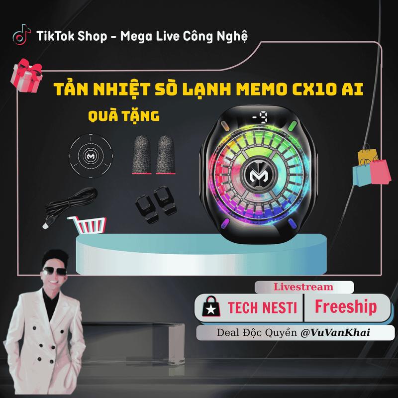 [ KOC] Quạt Tản Nhiệt Điện Thoại, Sò Lạnh MEMO CX10 Pro AI – Hiển Thị Nhiệt Độ LED, Đèn RGB, Làm Mát Cực Nhanh