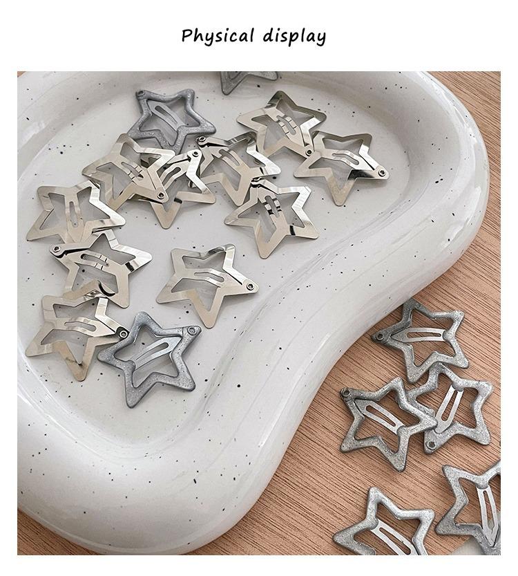 Product Introduction of Silver Star Hair Clips for Girls Filigree Star Metal Snap Hairpins Barrettes Hair Jewelry Nickle Free Lead Free Sexy Y2k Style 3