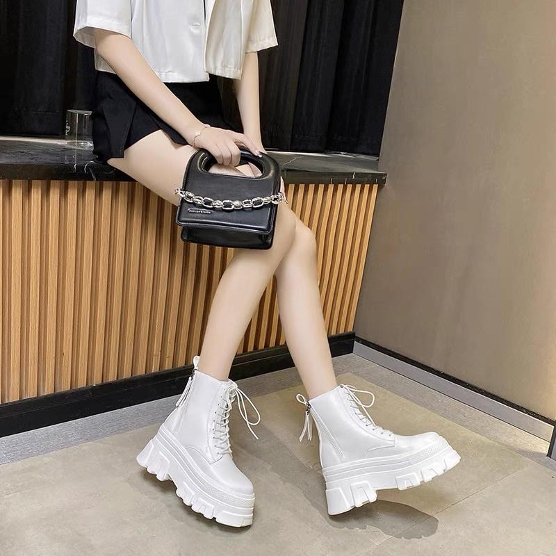 Product Introduction of Bốt Nữ, Thời Trang Hàn Quốc, Cắt Cao, Có Khóa Kéo Và Dây Buộc Boot GiàY Cổ Cao Nhung Shoes 10