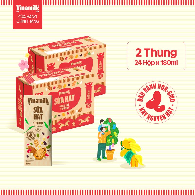   Có Thể Nhận Bao Bì Tết  Thường  Combo 2 Thùng Sữa hạt 9 loại hạt Vinamilk 180ml  48 hộp  