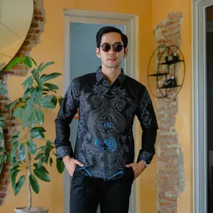 kemeja Batik pria lengan panjang terbaru MOTIF BLUE ABINAWA size M L XL XXL / Kemeja batik pria lengan panjang Baju Katun Kerah Kerja Nyaman Kantor Formal
