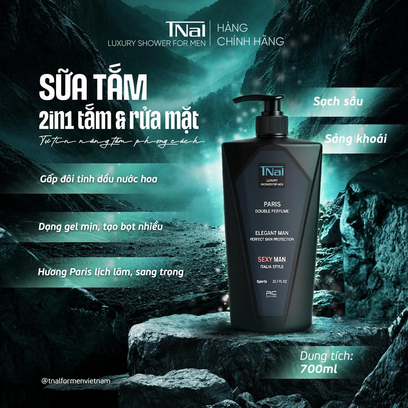 [Vip] TNal' Luxury Shower 700ml Hương Nước Hoa Sang Trọng Thơm Chuẩn Quý Ông Lịch Lãm Quyến Rũ Dạng Gel Mịn Tạo Bọt Nhiều, Mền Da