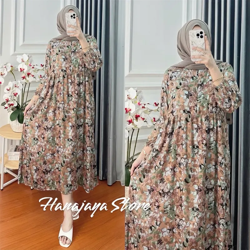 Gamis muslimah || Gamis Terbaru || Midi Dress Bahan Rayon Viscose Premium 7