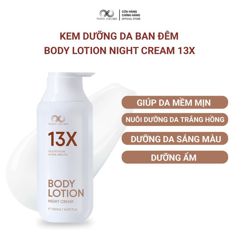 KEM DƯỠNG DA BODY LOTION BAN ĐÊM MANY COLORS 500ML - HỔ TRỢ DƯỠNG TRẮNG, DƯỠNG ẨM, MỀM MỊN DA