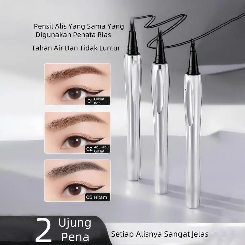 Model Tingkatan New Double Tip Eyebrow Pencil/ Pensil alis 2 cabang Lembut Long-Lasting 12H Tahan air Tahan Keringat Waterproof {COD} 1