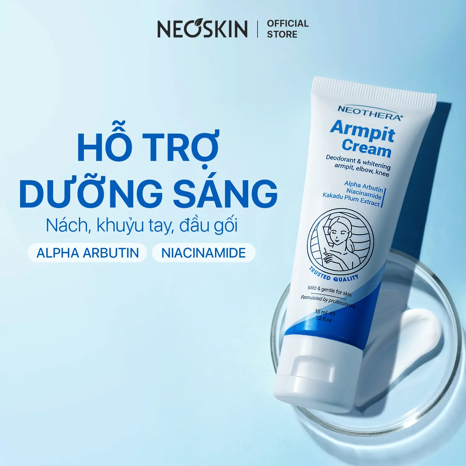 Kem hỗ trợ giảm thâm ARMPIT Cream dưỡng sáng vùng da nách sạm màu NEOTHERA tuyp 35gr
