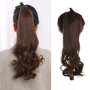 Rambut Palsu Wanita Ponytail Hairclip Kuncir Ekor Kuda Curly Lurus 35 cm