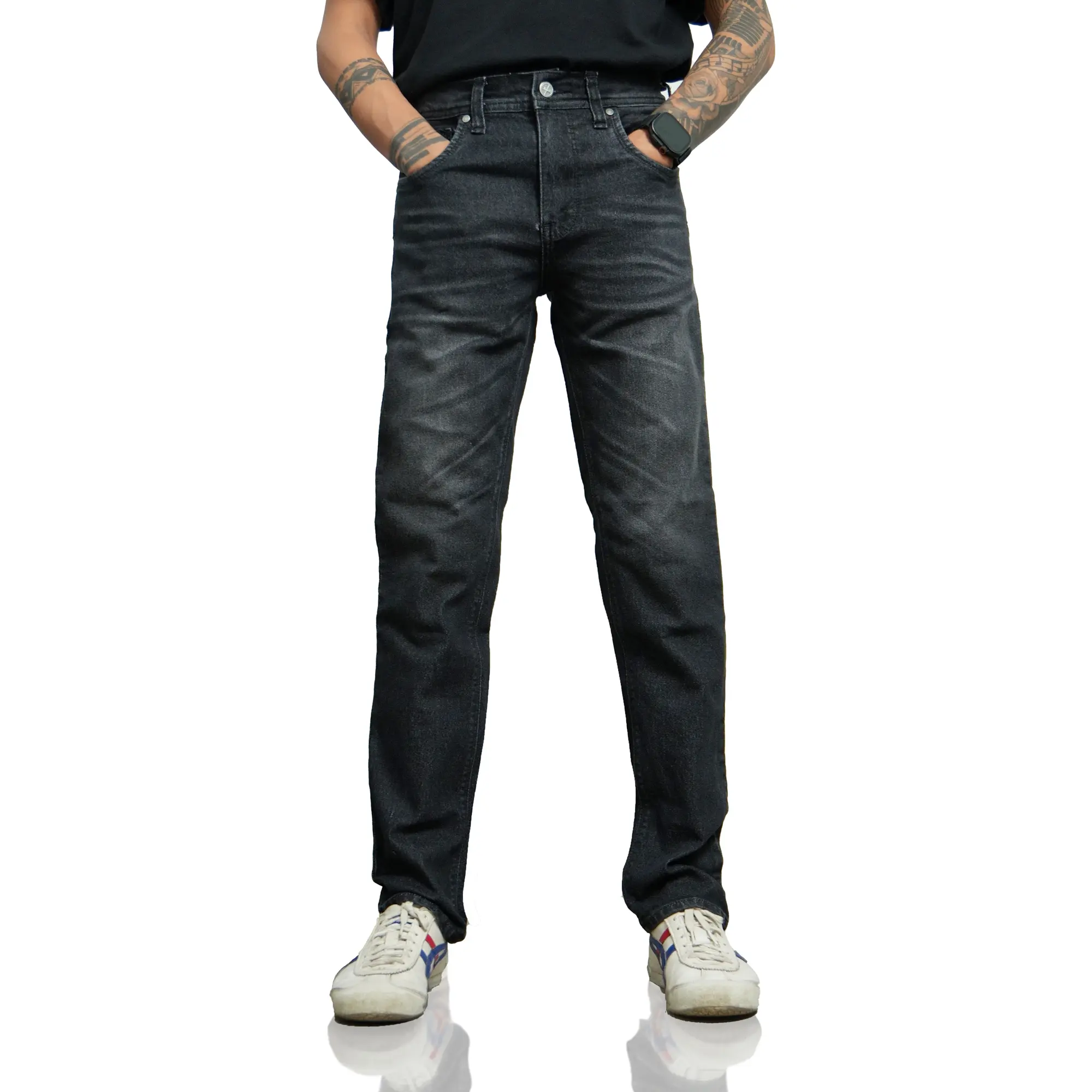Celana Jeans Slim Fit Black Jazz Panjang Pria Stretch/Melar Original Denimic Nyaman Denim Hitam Fading