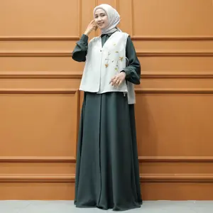 Aisyalina Id Salsabina Dress Series Tanpa Hijab Bahan Haniya Mix Roma Dress Gamis Wanita Vest Style Aksen Payet