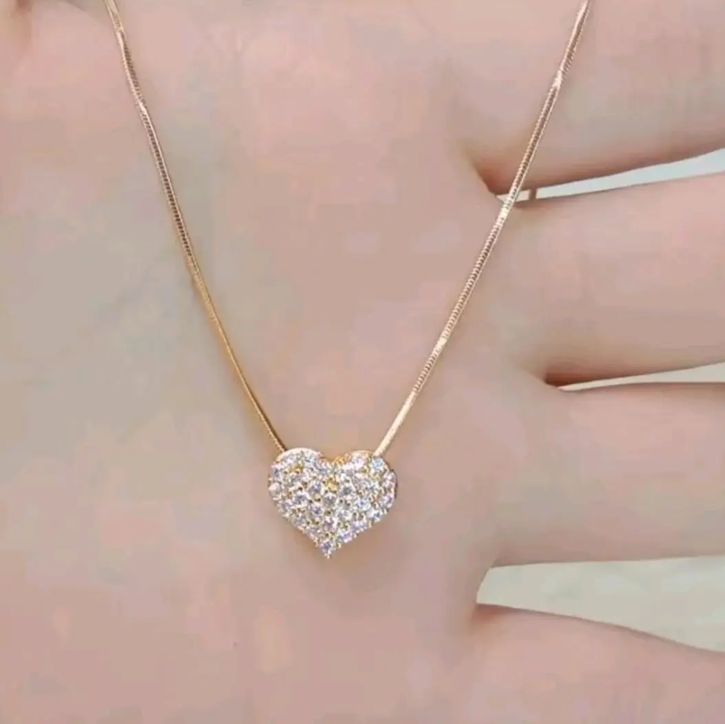 kalung perhiasan wanita motif milano liontin love warna gold titanium anti luntur perempuan