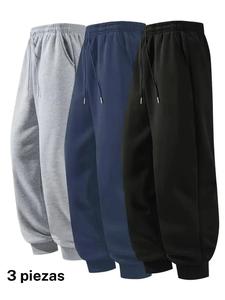 Pantalones deportivos casuales para hombre de color sólido con bolsillos y cintura con cordón, cómodos para uso diario, diseño elegante y práctico