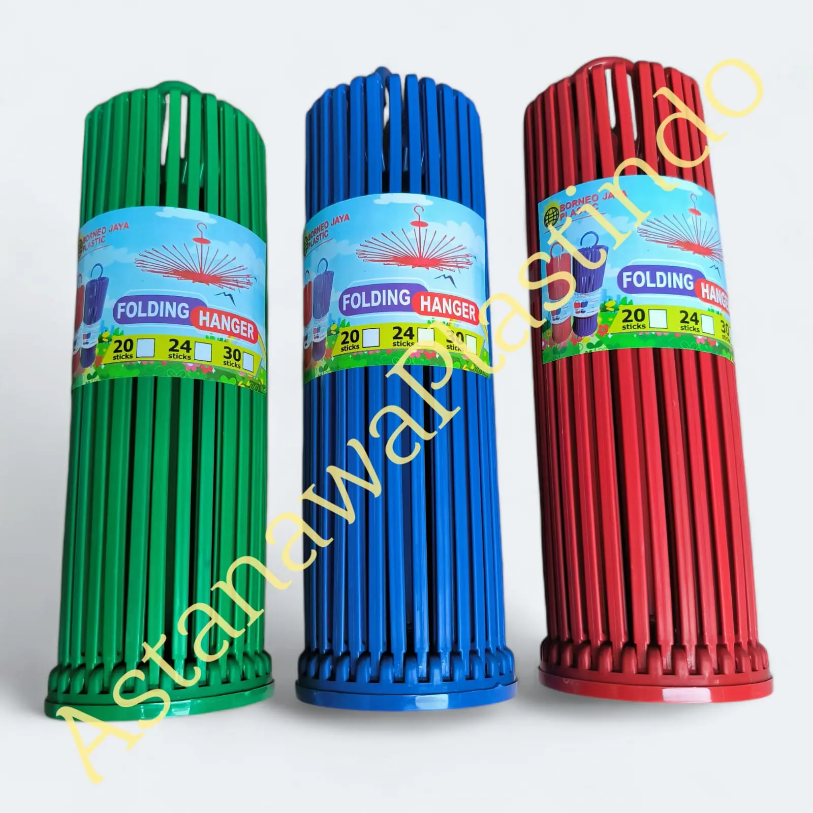 Folding hanger borneo 30 stik gantungan baju bayi lipat warna rumahan praktis mudah dipindahkan serbaguna
