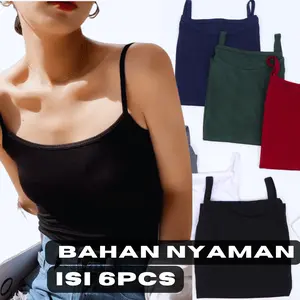 6 pcs Tengtop/Tank top  Dewasa/Tank top Tali Kecil /Korean Style/Tank top Polos Dalaman Melar Nyaman Atasan Singlet tank tangtop Crop baju dalam wanita hanoll tanktop linnichi