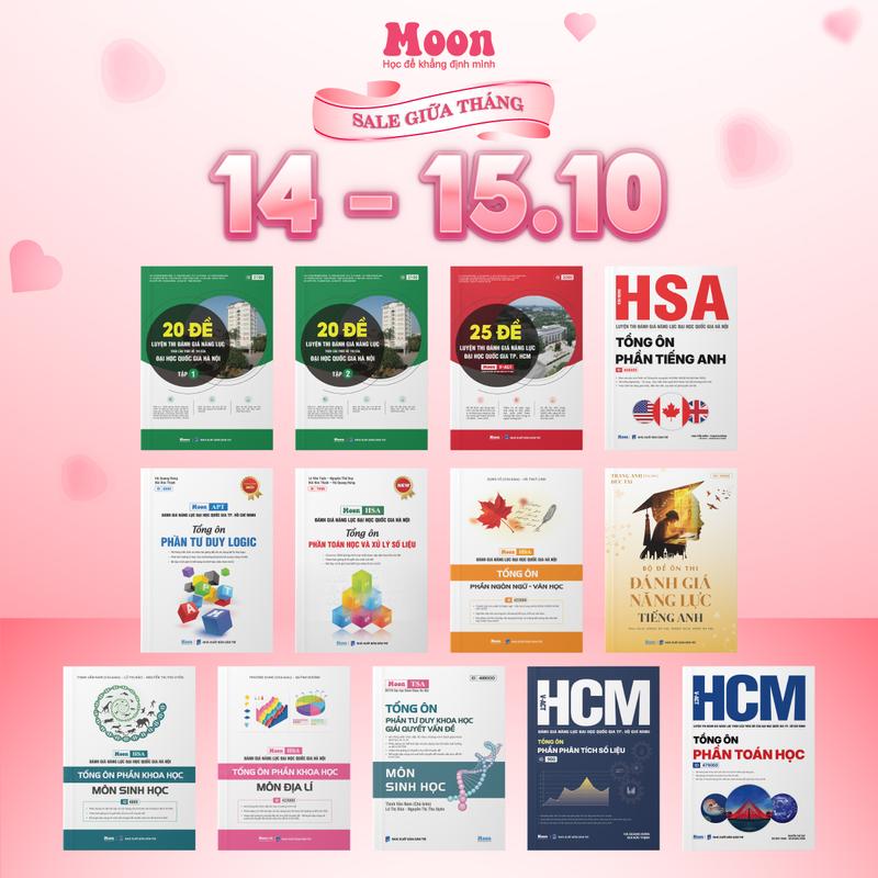 Sách đgnl 2025 chương trình mới, Sách đánh giá năng lực hà nội, hcm, đgtd 2k8 - HSA, TSA, APT Moonbook