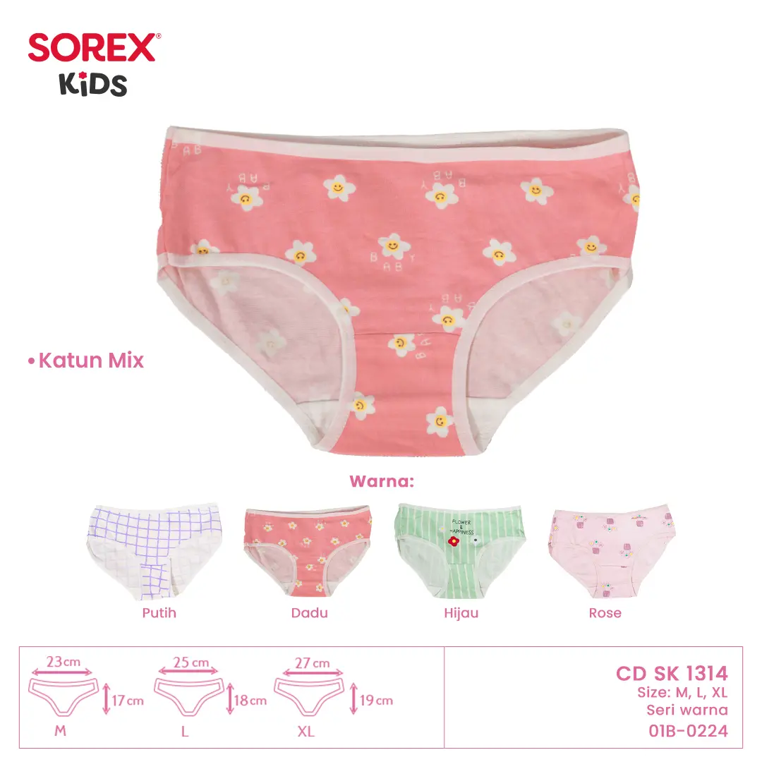 SOREX KIDS GIRL 1314 FLOWERS & HAPPINESS - CD CELANA DALAM ANAK PEREMPUAN