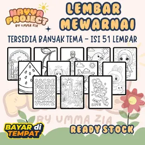 Hayya Project 51 Lembar Kertas Mewarnai Anak Koding Coding Worksheet PAUD TK SD Tema Variatif Edukasi Visual Bayi Pintar Aktivitas Coding Stiker Sambal Mainan Montessori
