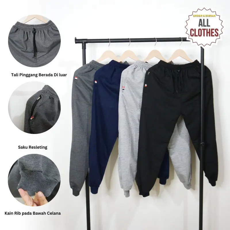 Celana Jogger Training Pria Wanita Unisex Olahraga Sport babytery Motif Polos Bahan Premium 0