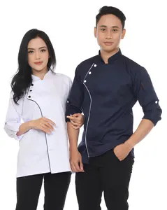Baju Koki Chef Jacket Pria Wanita Lengan Panjang Model Style Gold Kitchen Abu Hitam Navy Putih  Biru Safety Wearpack