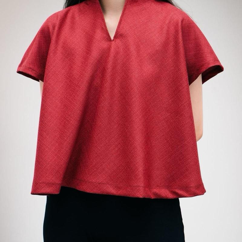 Starry Atasan Casual Linen Berkerah Semi Crop Baju Kantor Basic Kemeja Wanita Formal Santai 8