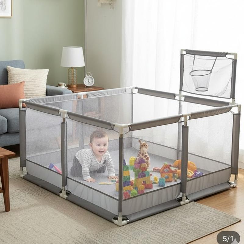 Quây bóng Vuông, rào chắn ,quây cũi cho bé có ném bóng rổ, tặng 10 bóng , khung inox chắc chắn (kt 1m28x1m28) to rộng thoải mái cho 4 bé chơi cùng) Đồ Chơi cautru otchobe không xanh đậm rào chắn