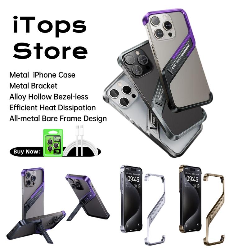  Vỏ iPhone kim loại Thiết kế không khung Thiết kế rỗng Tản nhiệt hiệu quả Vỏ hợp kim nhôm Có giá đỡ kim loại Tương thích với iPhone 13   14   15   16 Phụ kiện Cầm tay Bảo vệ thiết bị Bảo vệ màn hình 