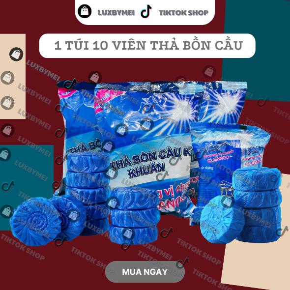 Gói 10 Viên Thả Bồn Cầu Khử Mùi Hôi Sạch Mảng Bám Vi Khuẩn Viên Thả Toilet Diệt Khuẩn Tẩy Sạch Vệ Sinh Vết Bám Bẩn Làm Sạch