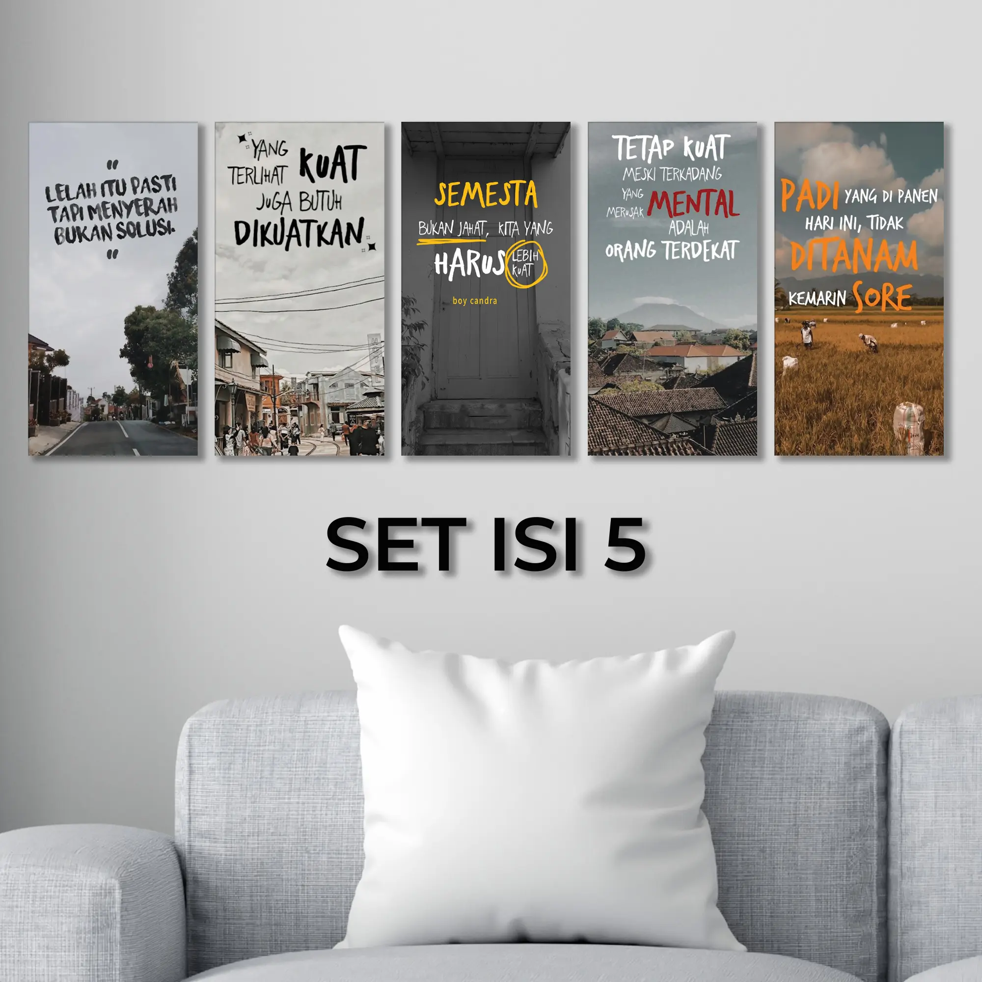 Rebant Hiasan Dinding  Quote Set isi 5 pcs Kata-Kata Motivasi anti jamur Paper Putih paper glossy premium rumah hiasan dinding  ruang tamu