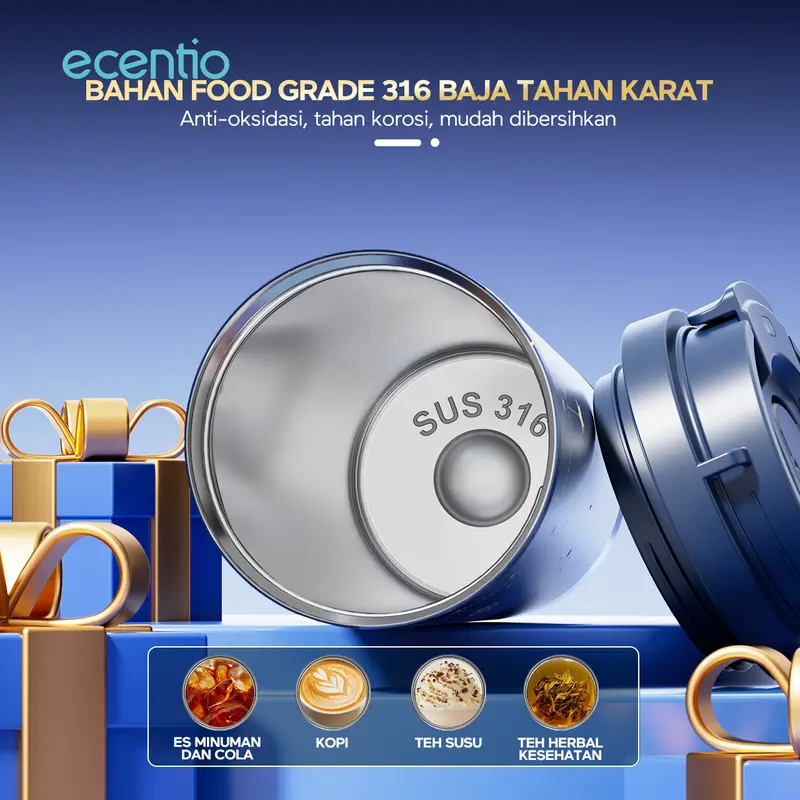 【Tahan dingin 25 jam】【SUS 316】【K】ecentio tumbler minum premium tahan dingin 24 jam botol stainless 316 portable tumblr 530ml Vacuum 4