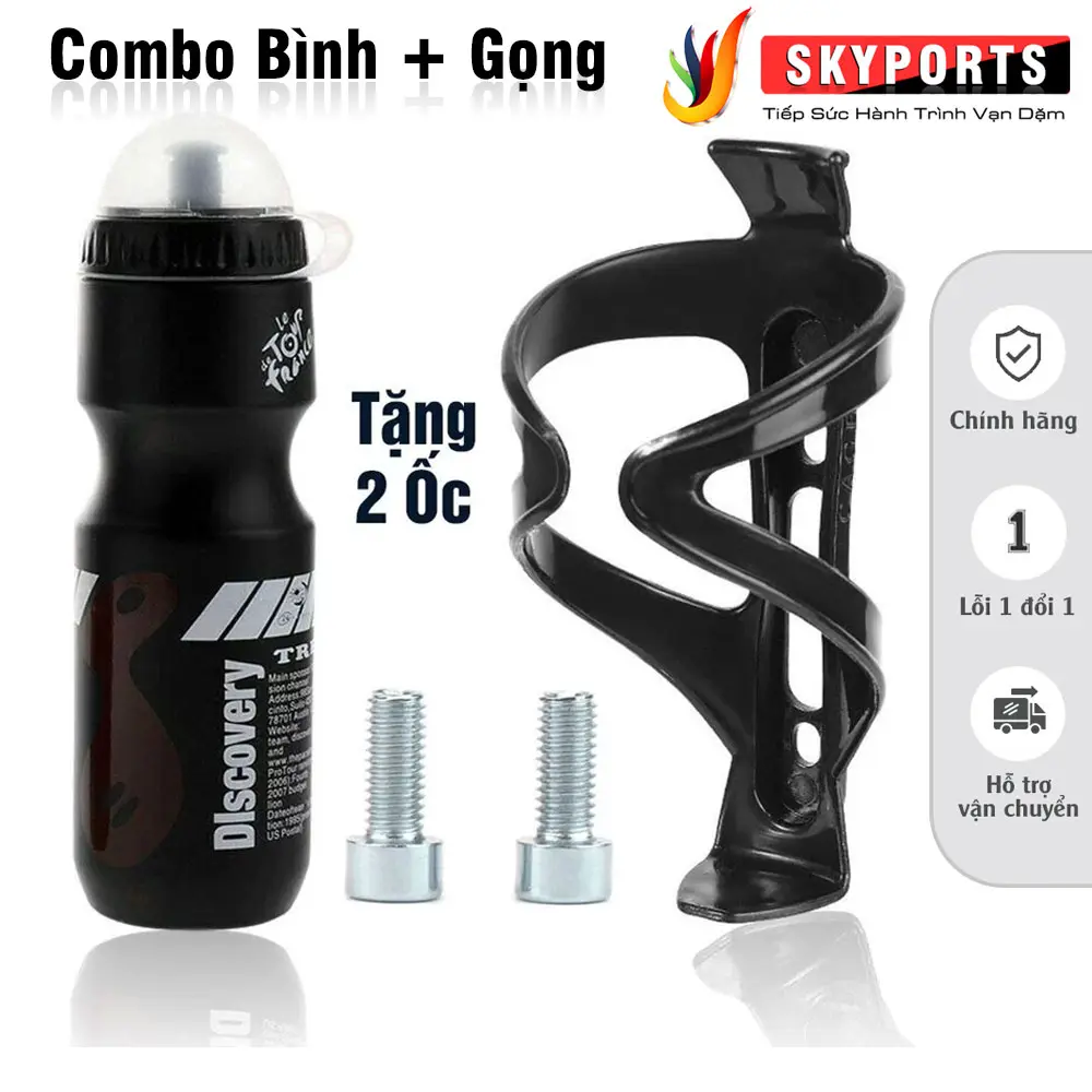 Combo Bình Nước và Gọng giá đỡ bình nước phổ thông chuyên dụng cho xe đạp, Bình nước 650ml