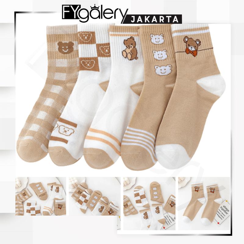 KS42 Kaos Kaki Pria Wanita Motif Bear Bear Kaos Kaki Panjang Beruang Fashion Korea 1