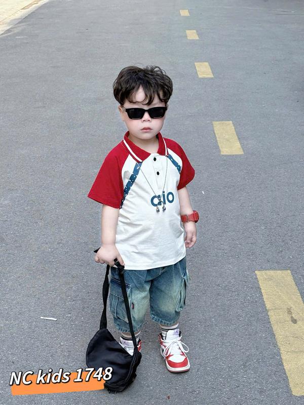 Shin Kids Dưới 1m25 8-27kg Bộ Áo Cotton Có Cổ Quần Jean AIO Dành Cho Bé. Vải Cotton. Đồ Tết Bé Trai