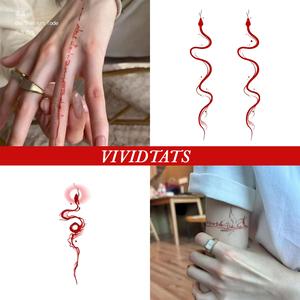 VIVIDTATS Red Fine-Line French Aesthetic Temporary Tattoo Set – Waterproof Minimal Snake & Quote Magic Ink Stickers, Easy Apply, 3-7 Days Long-Lasting Body Art for Men & Women temporary  tattoo  waterproof tattoo  set