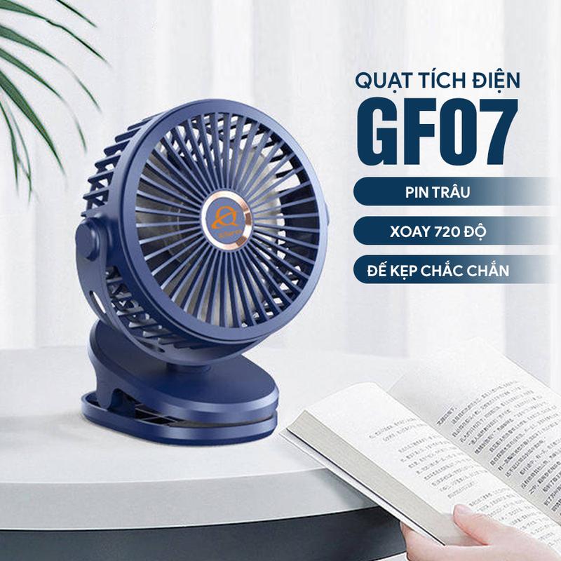 【ALLIANCE Quạt Kẹp Tích Điện Mini GF07 12-13cm Quạt Mini Pin Trâu Quạt Kẹp Bàn Để Bàn Làm Việc Gió Mạnh Siêu Bền Kẹp Xe Đẩy Em Bé