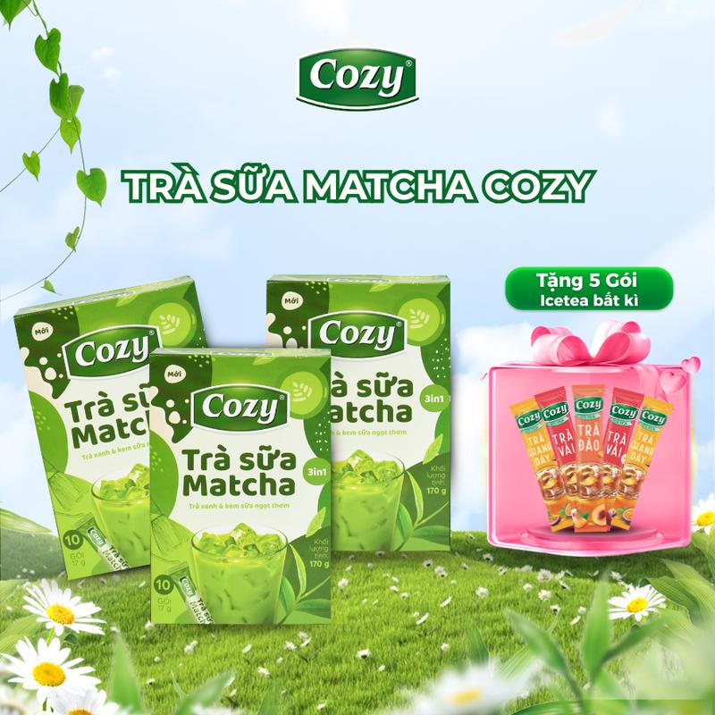 Trà Sữa Matcha Hòa Tan 3in1 Cozy - Thơm Vị Matcha, Tiện Lợi (10 gói x 17gr và 18 gói x 17gr ) Pha chế thơm ngon Matcha Trà xanh