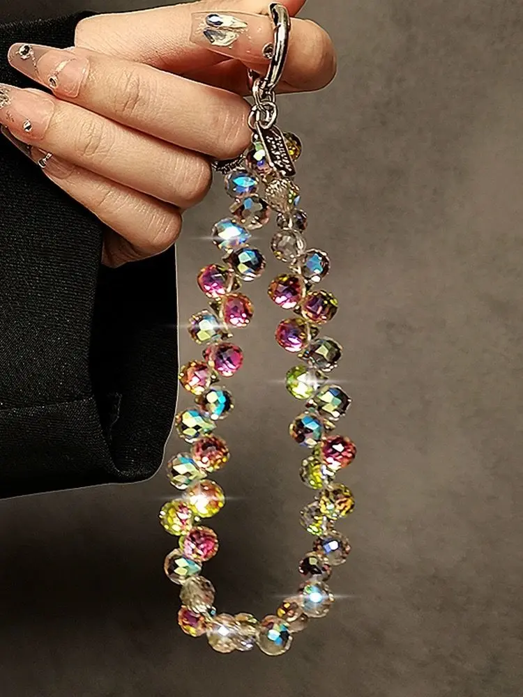 crystal phone chain keychain handphone charm phone lanyard wrist strap bead bracelet